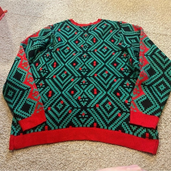 Llama Ugly Christmas Sweater Men’s XXL Green Red Knit - Picture 6 of 6